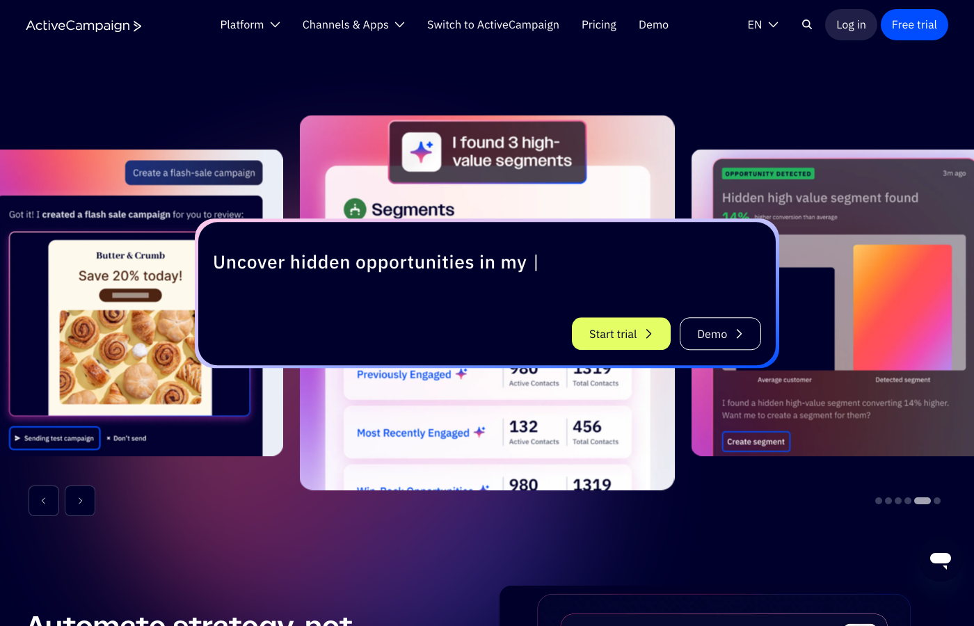 ActiveCampaign Marketing-Automatisierungsplattform mit KI-gestützter Segmentierung
