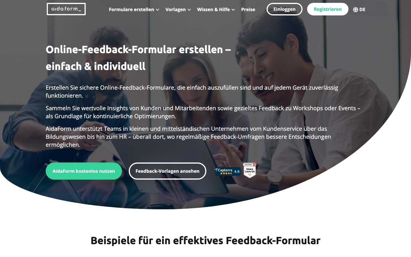 AidaForm Screenshot: Feedback-Formular