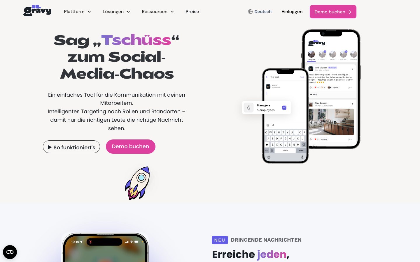All Gravy Screenshot: Chat und Newsfeed