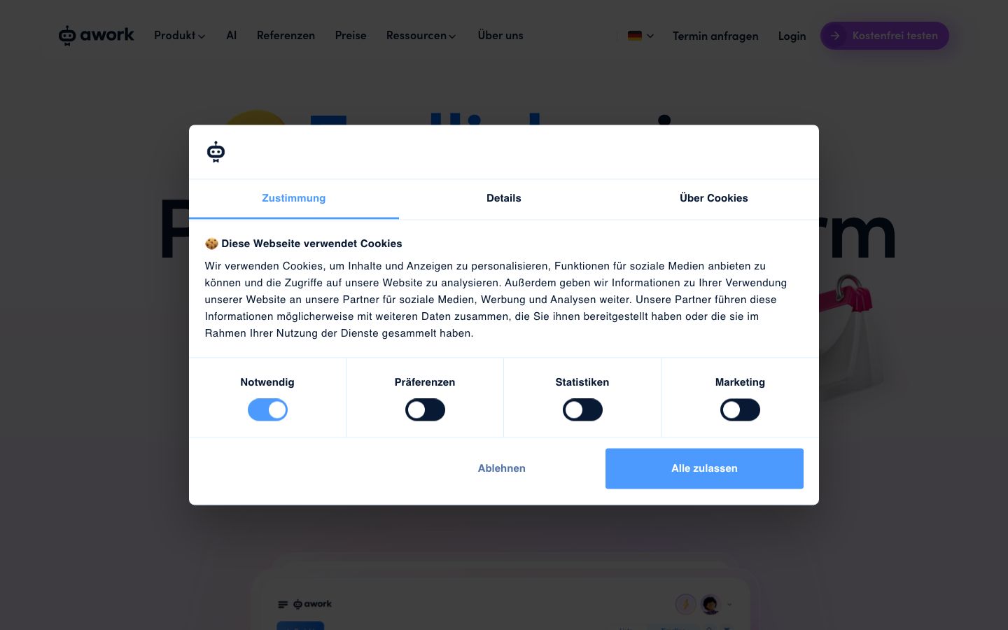 awork Screenshot: Homepage
