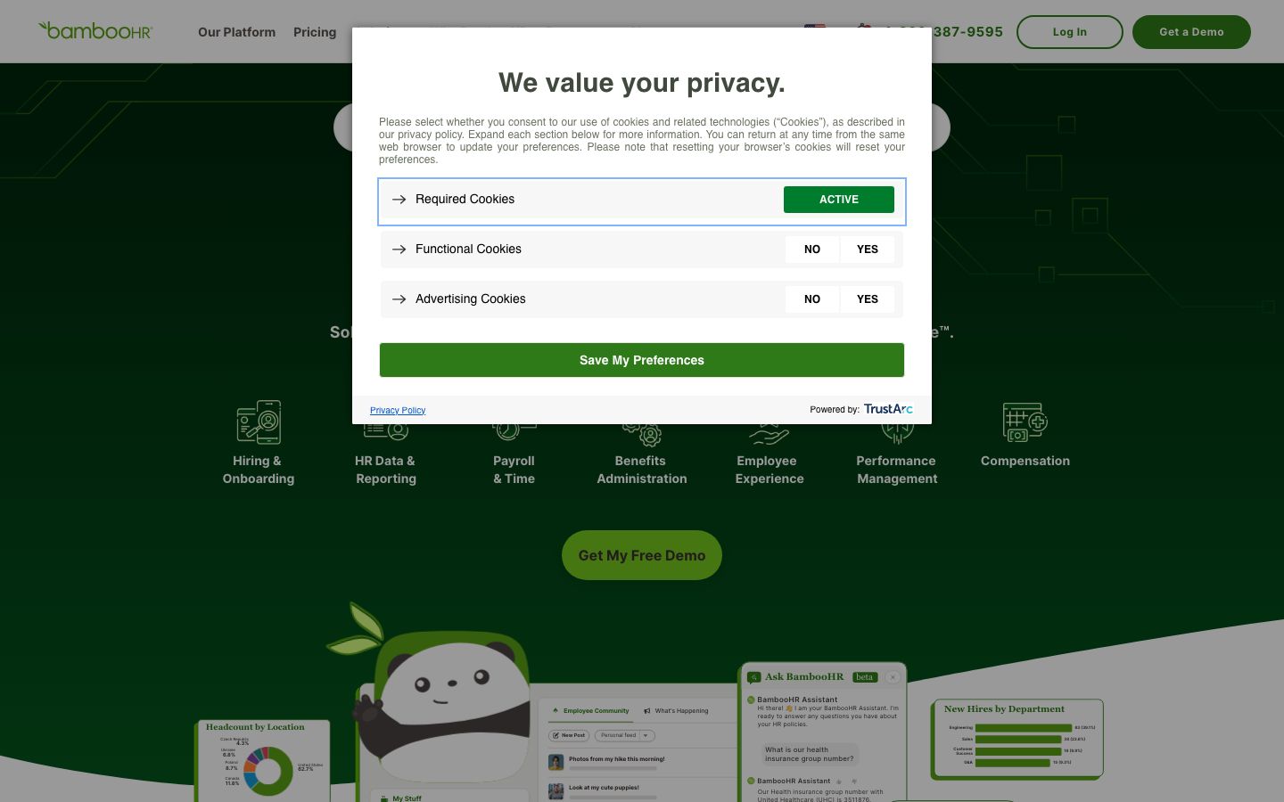 BambooHR Screenshot: Homepage