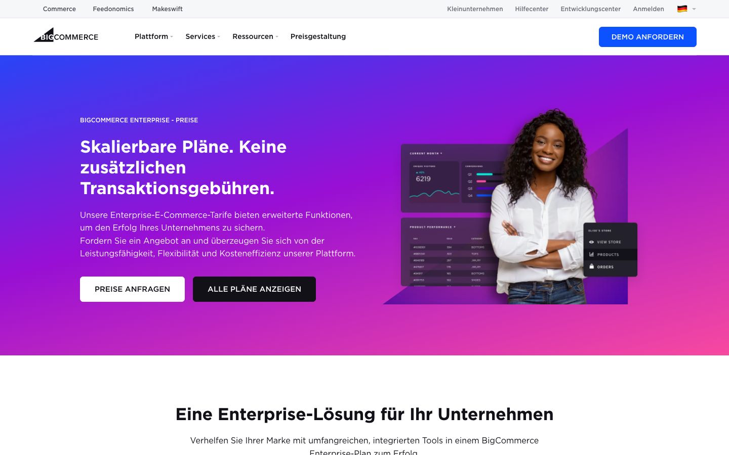 BigCommerce Screenshot: Preise