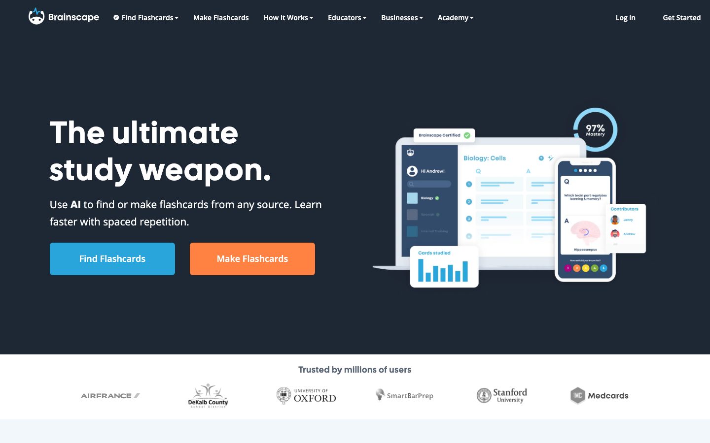 Brainscape Screenshot: Startseite