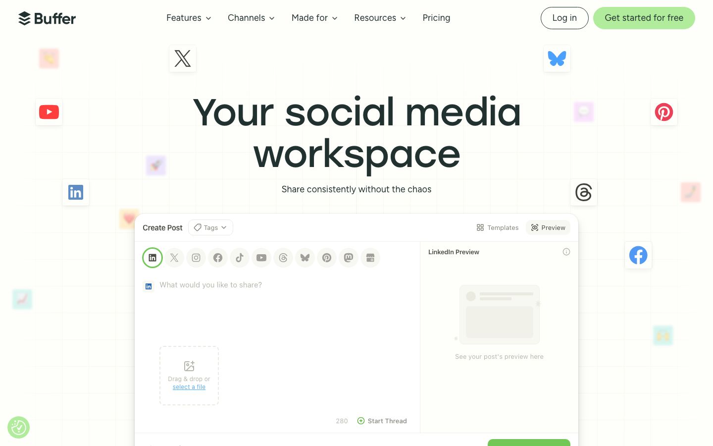 Buffer Screenshot: Homepage
