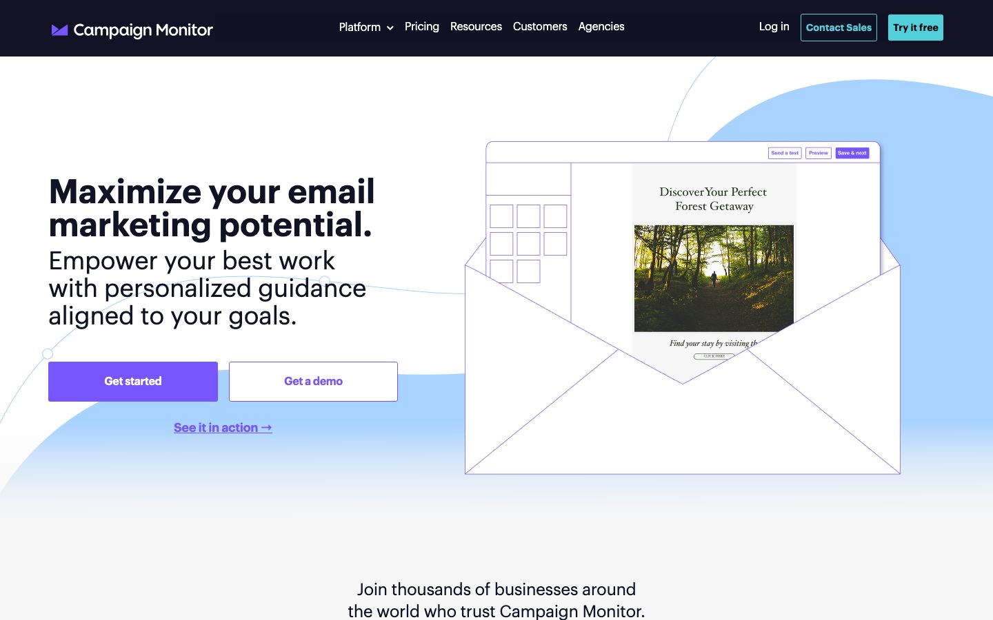 Campaign Monitor Screenshot: Homepage
