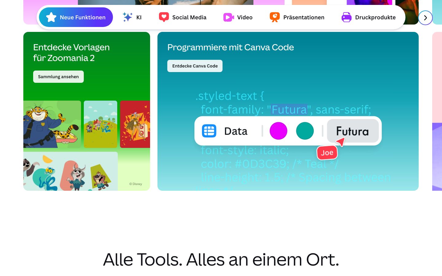 Canva Screenshot: Features
