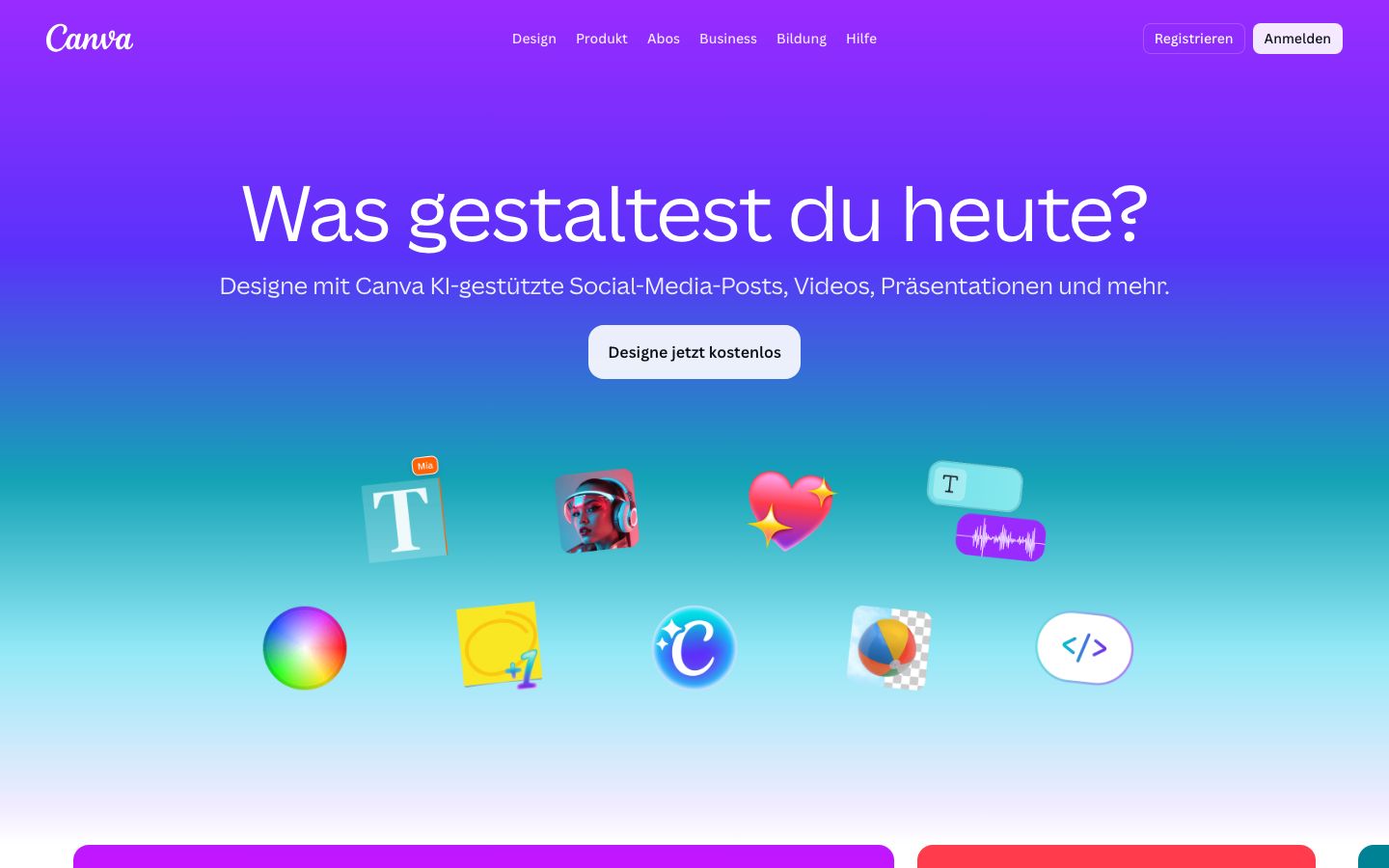 Canva Screenshot: Homepage