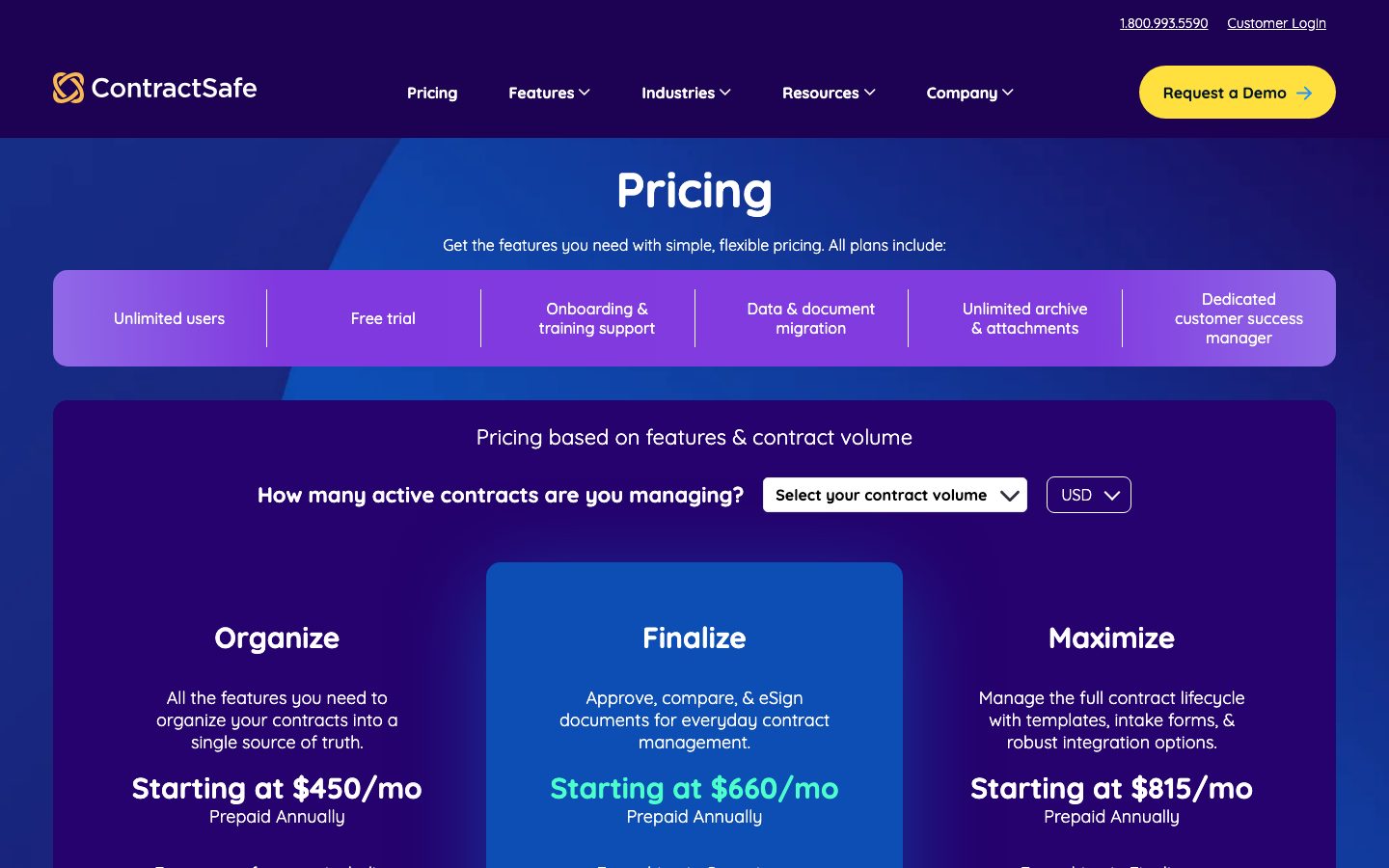 ContractSafe Screenshot: Tarife und Preise