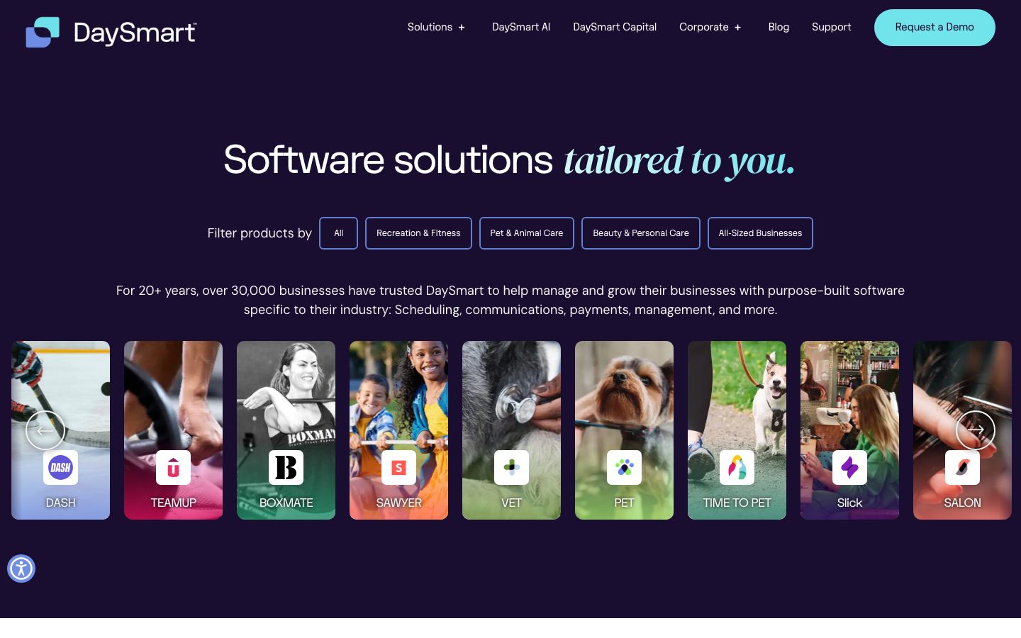 DaySmart Software Screenshot: Homepage