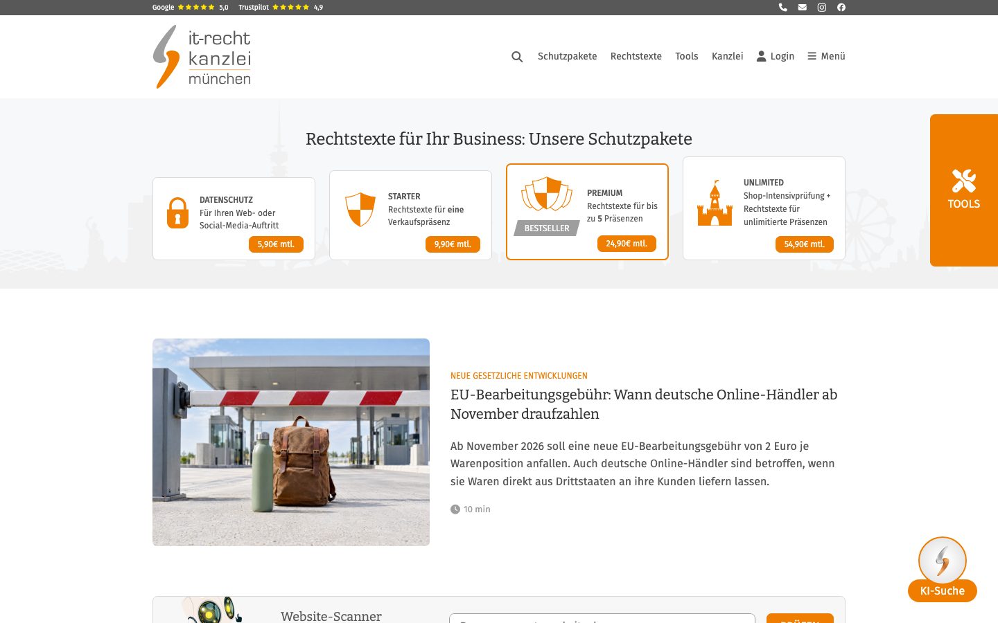 IT-Recht Kanzlei Screenshot: Startseite
