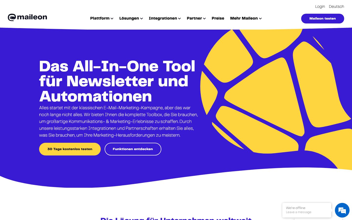 Maileon Screenshot: Homepage