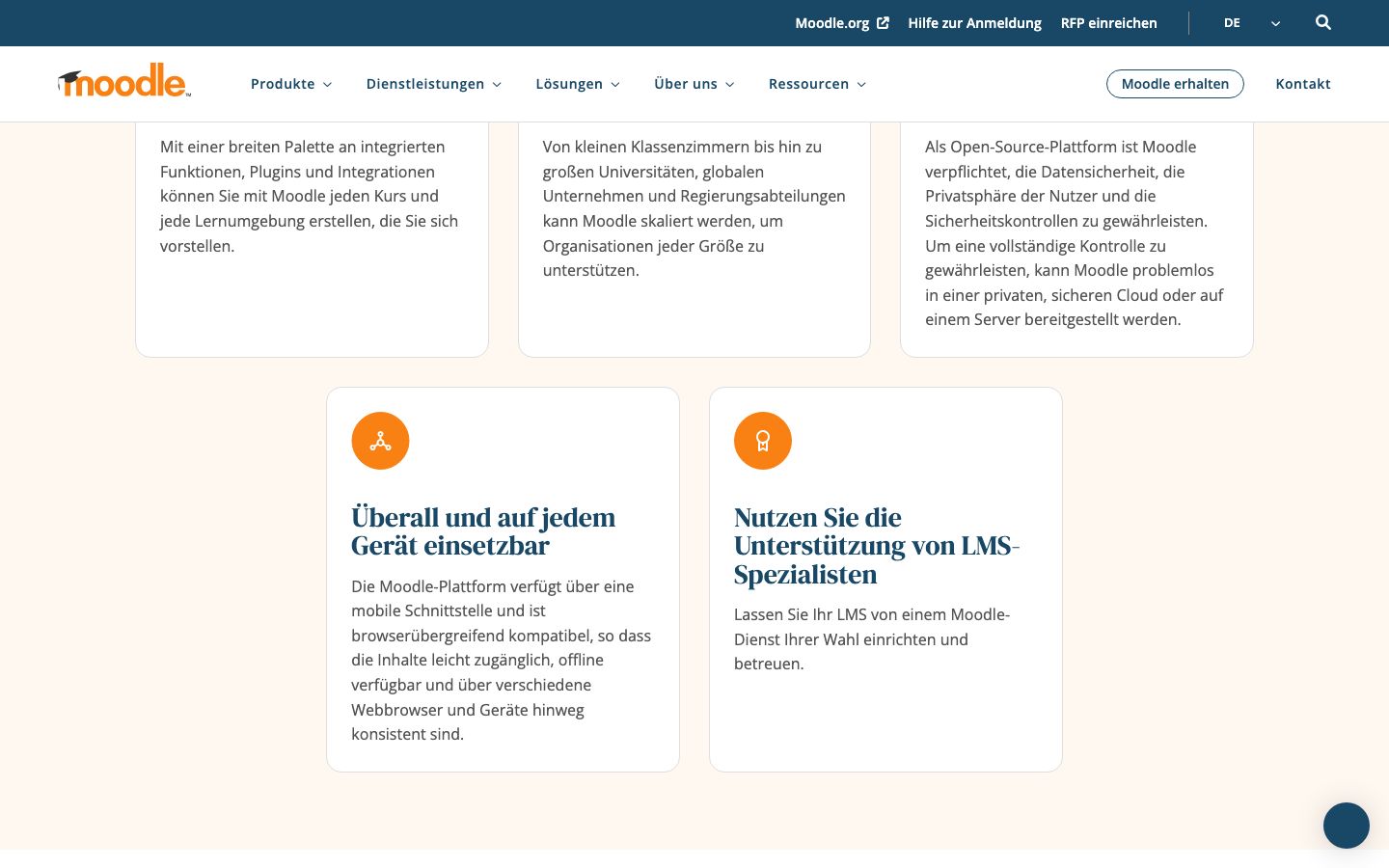Moodle Screenshot: Features
