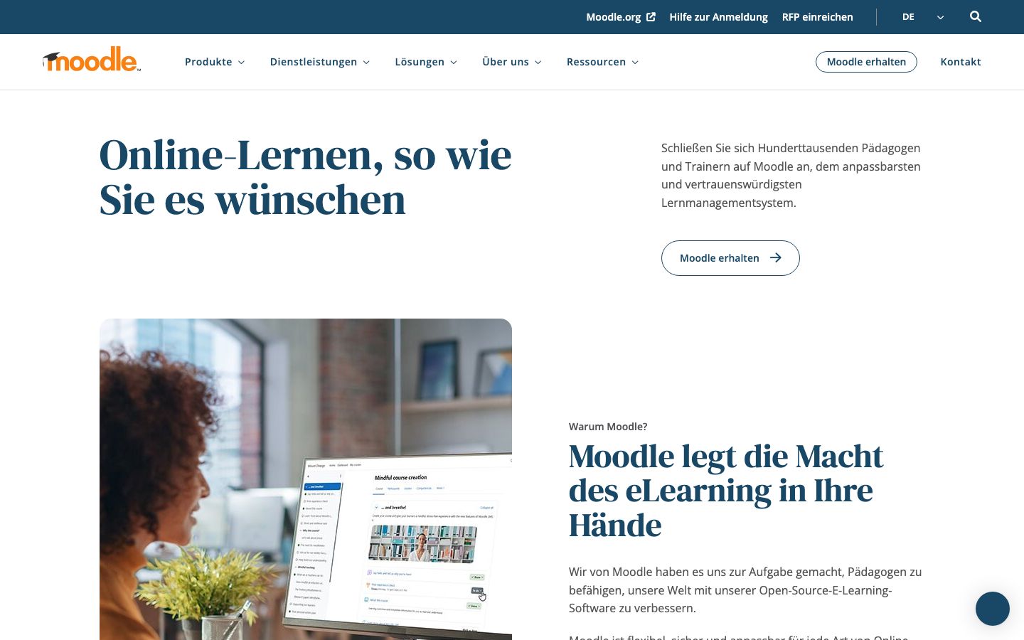 Moodle Screenshot: Homepage
