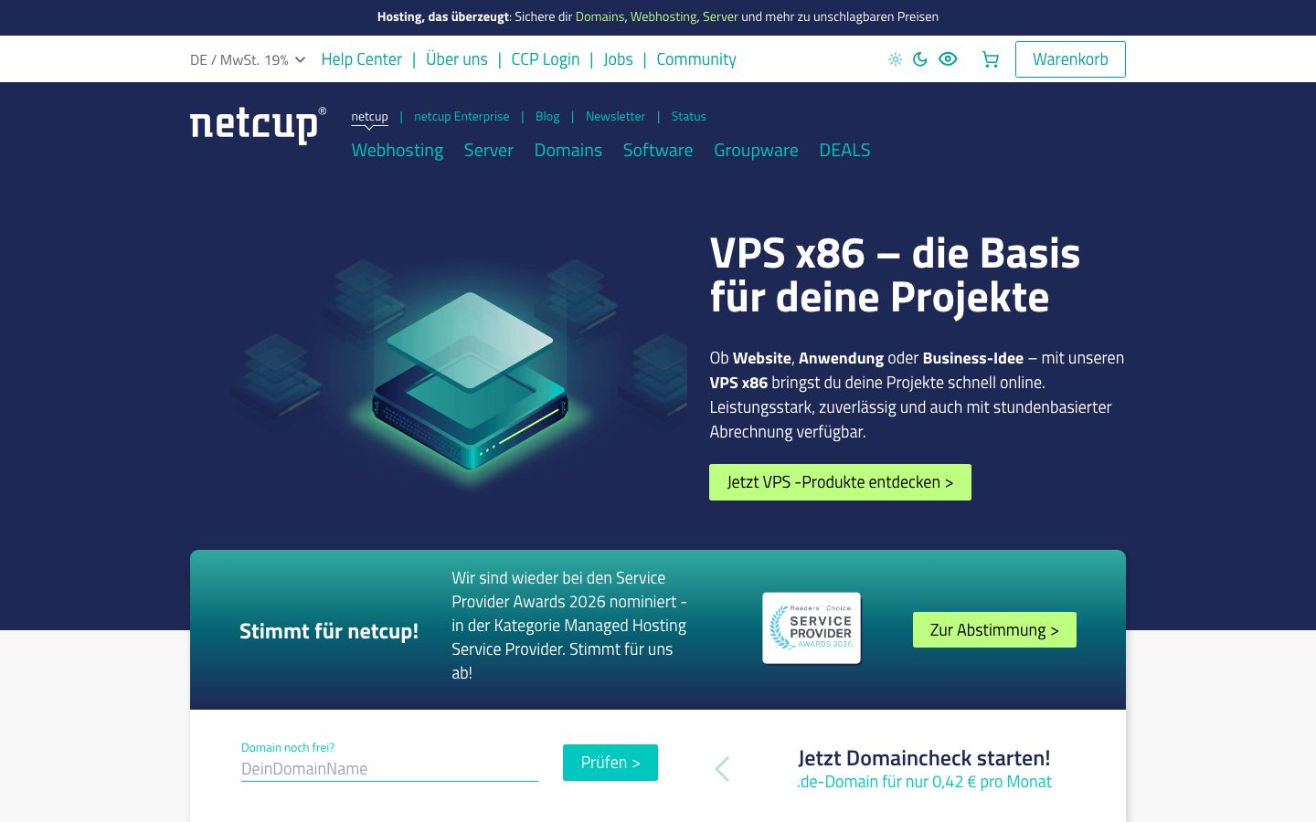 netcup Screenshot: Homepage