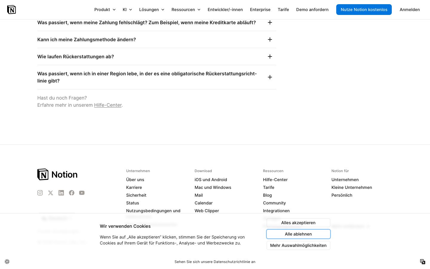 Notion Screenshot: Preise