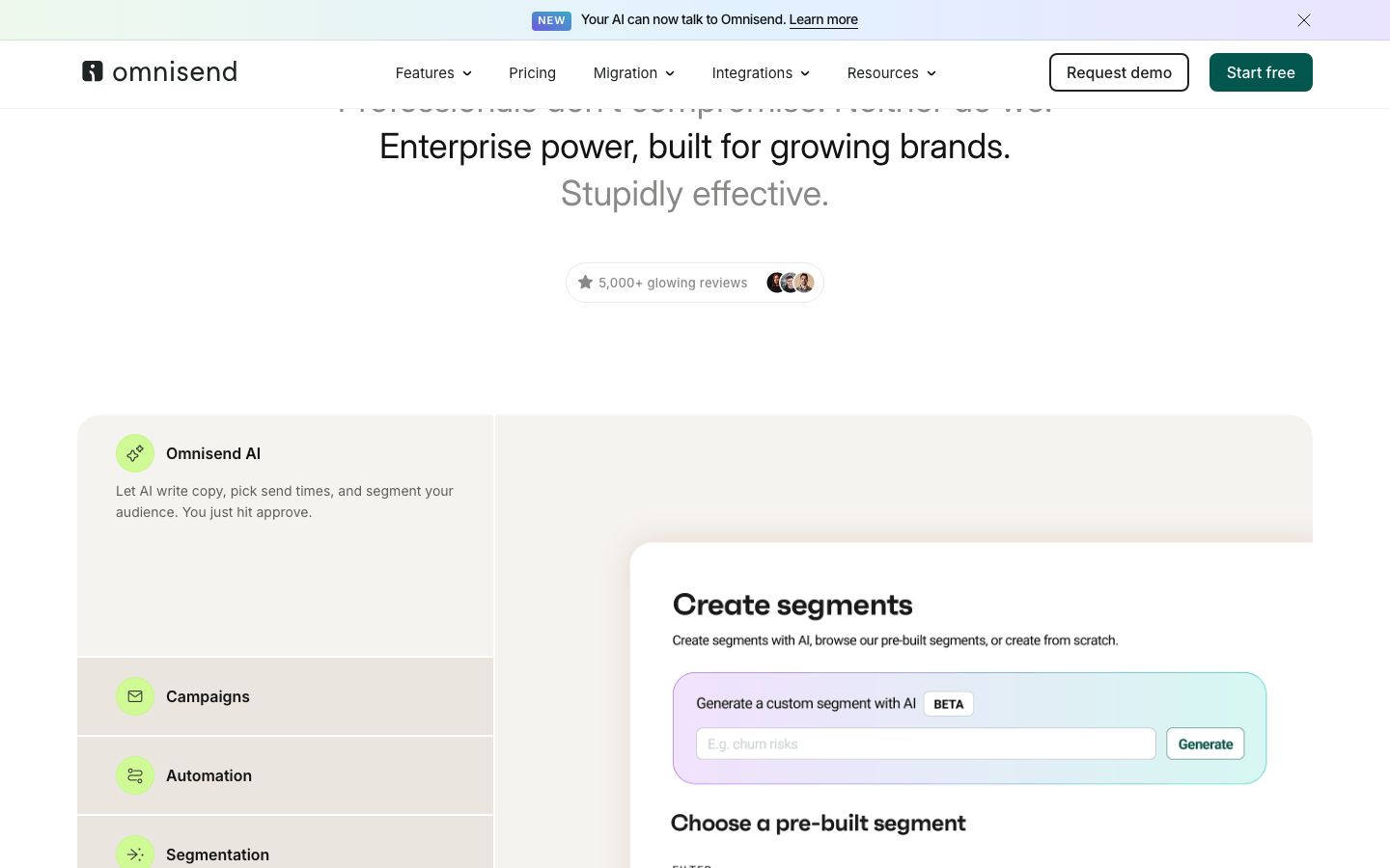 Omnisend Screenshot: Features
