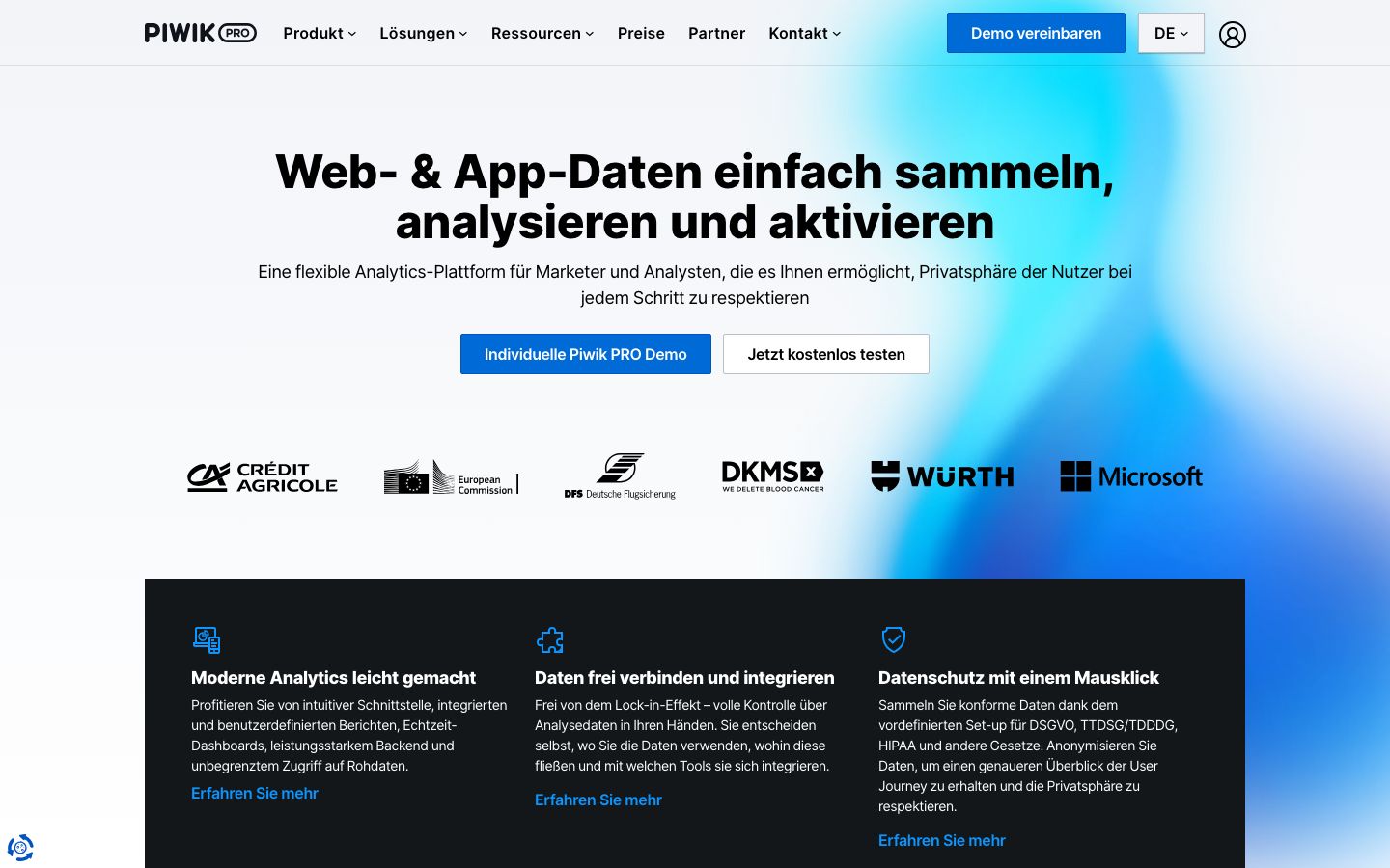 Piwik PRO Screenshot: Homepage