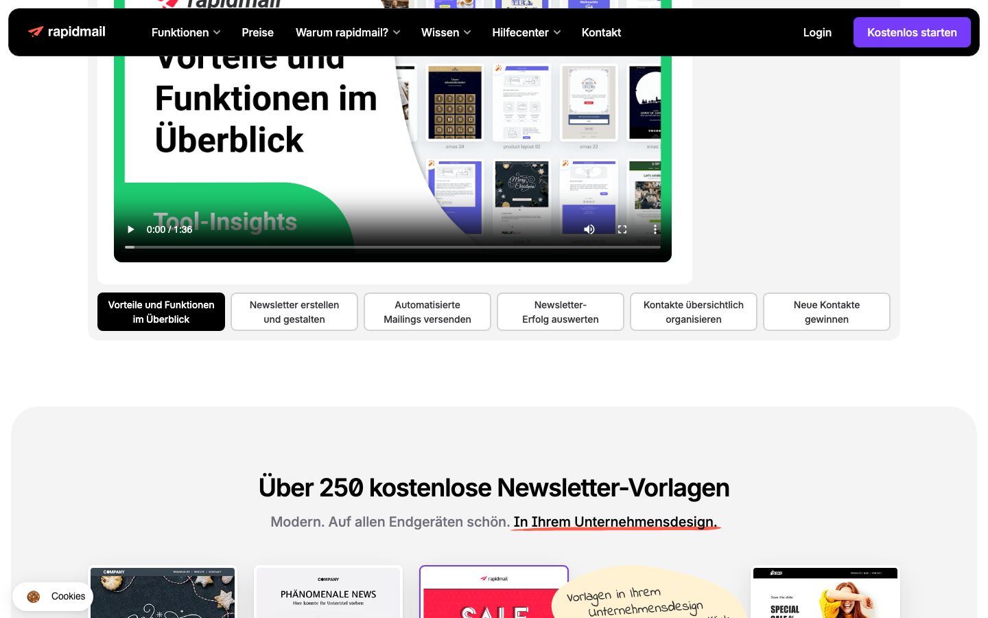 rapidmail Screenshot: Features