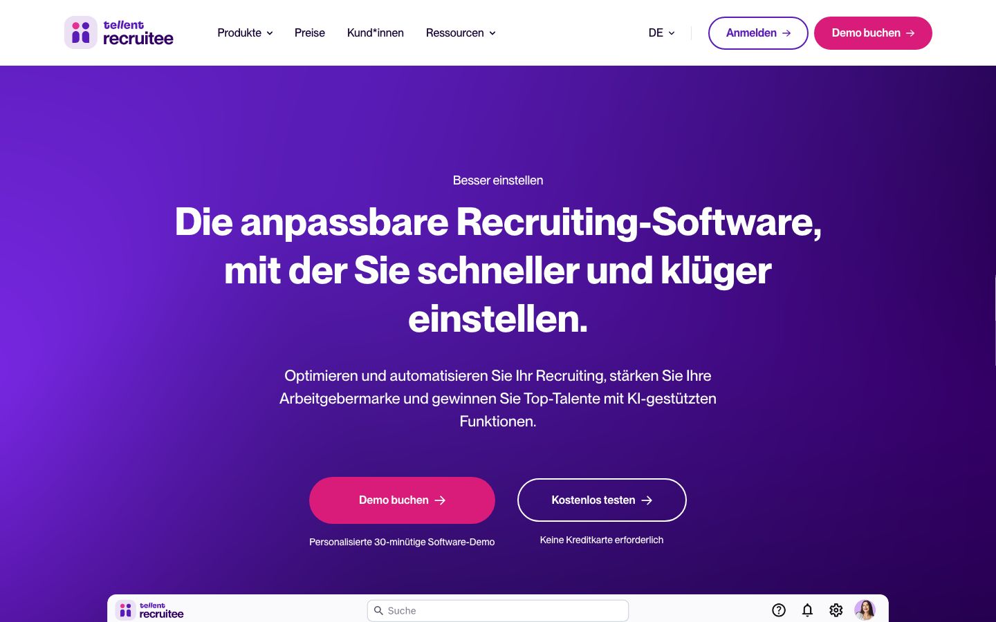 Recruitee Screenshot: Homepage