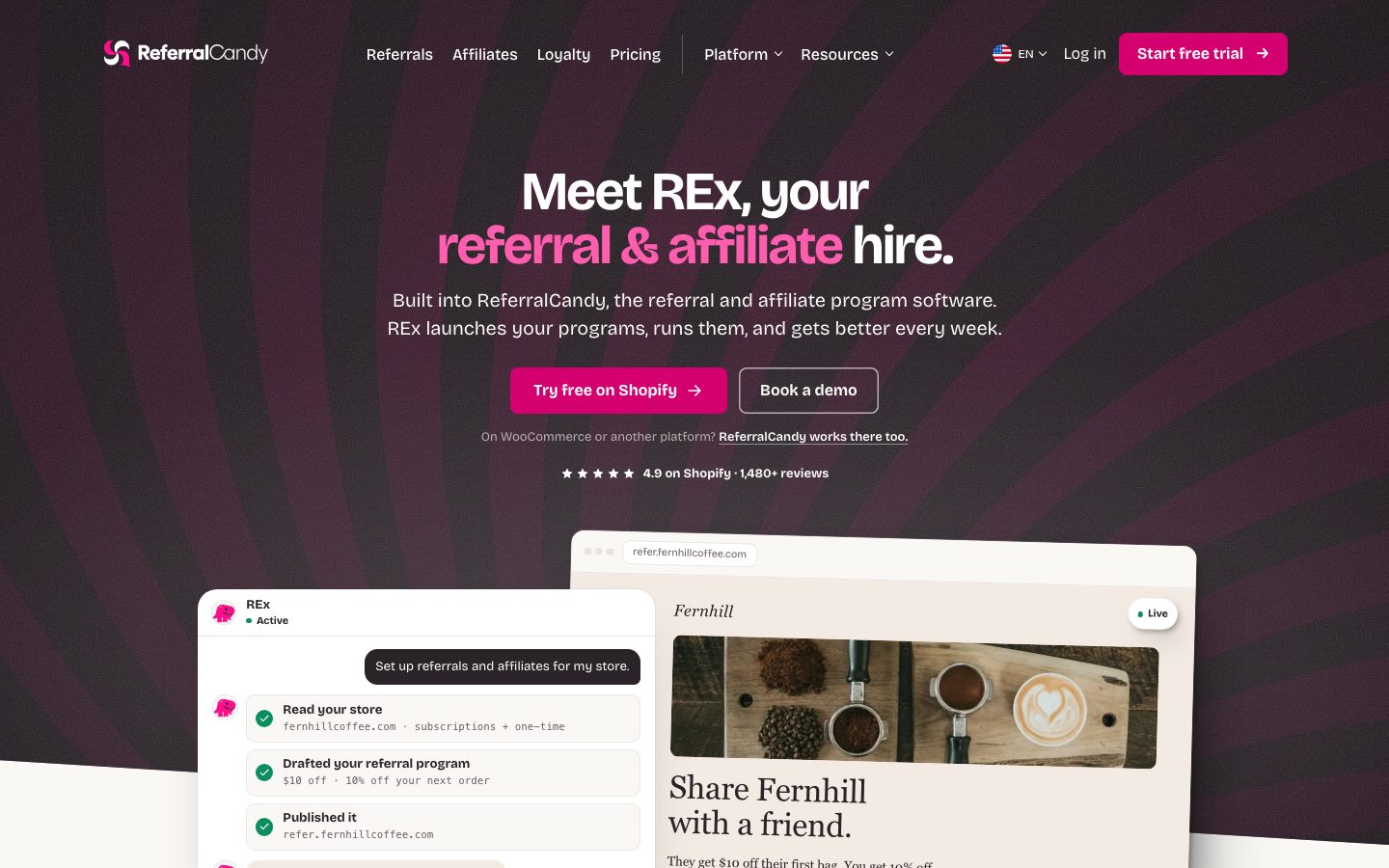 ReferralCandy Screenshot: Startseite