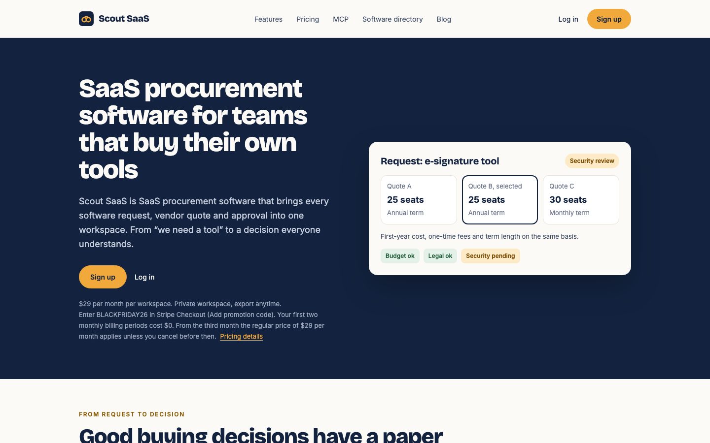 Scout SaaS Screenshot: Startseite