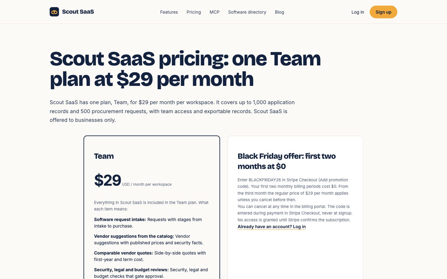 Scout SaaS Screenshot: Preise