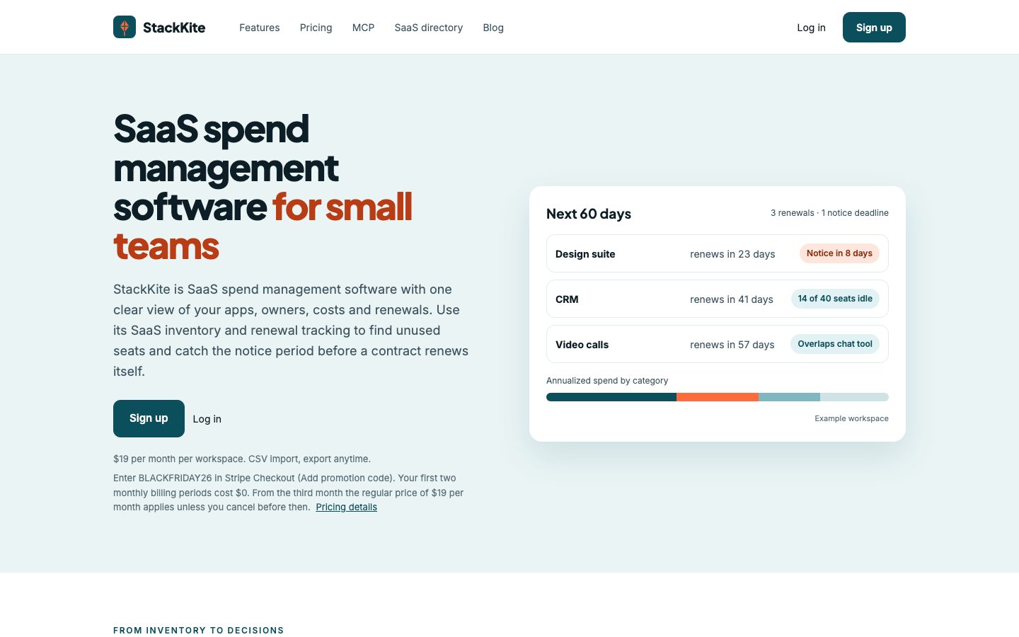 StackKite Screenshot: Startseite