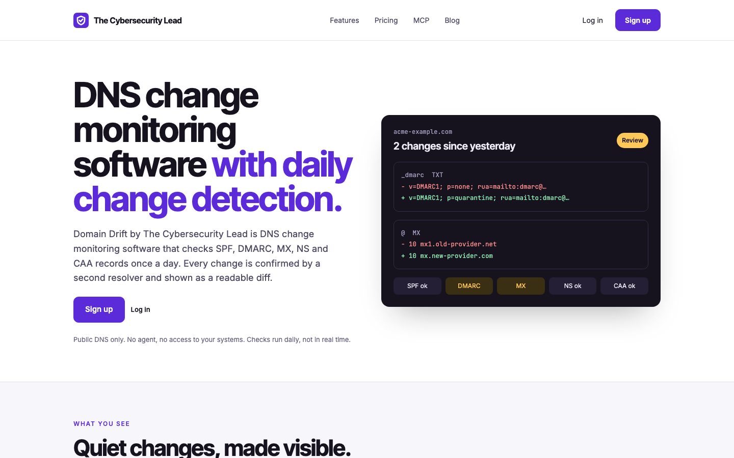 The Cybersecurity Lead Screenshot: Startseite
