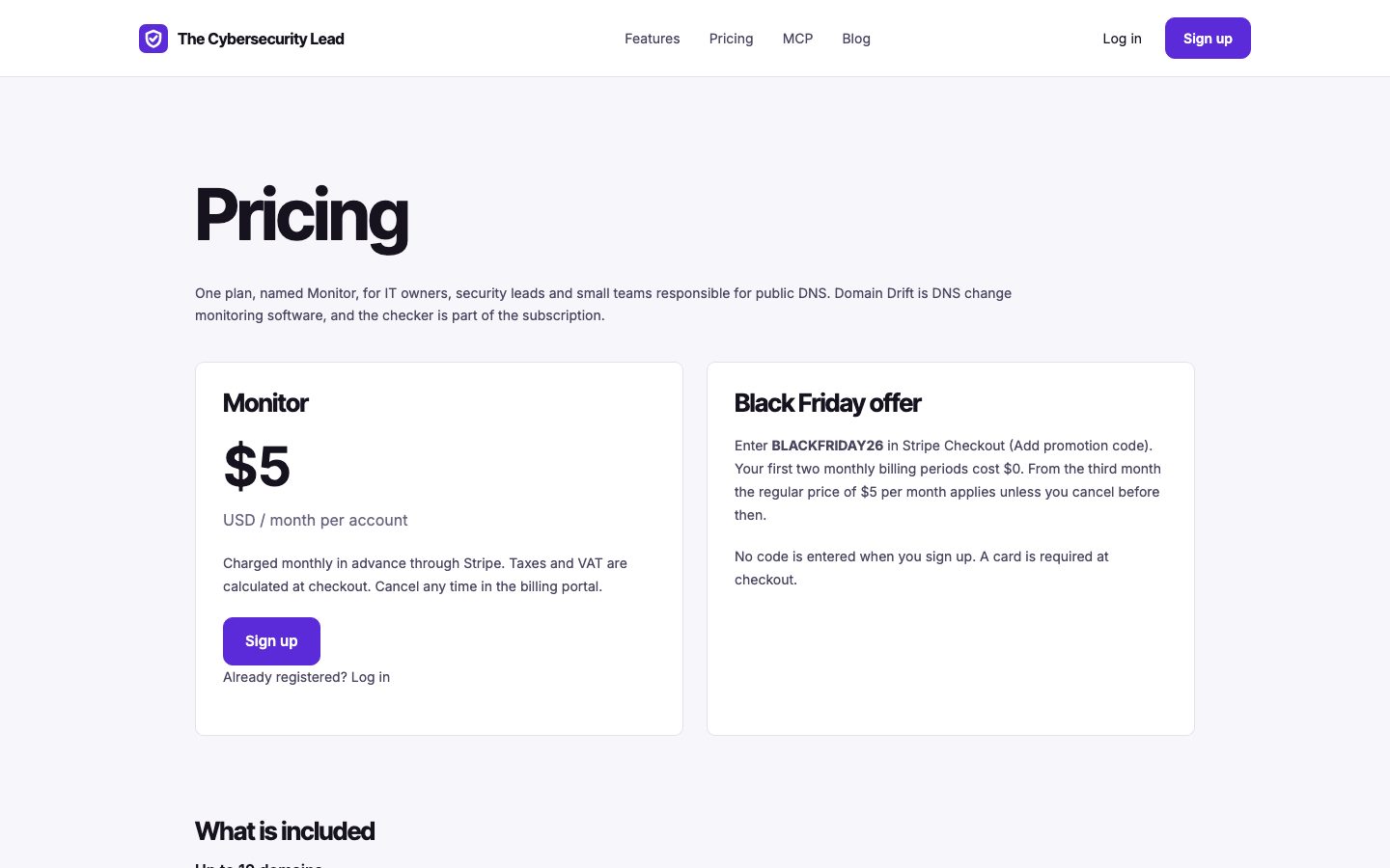 The Cybersecurity Lead Screenshot: Preise