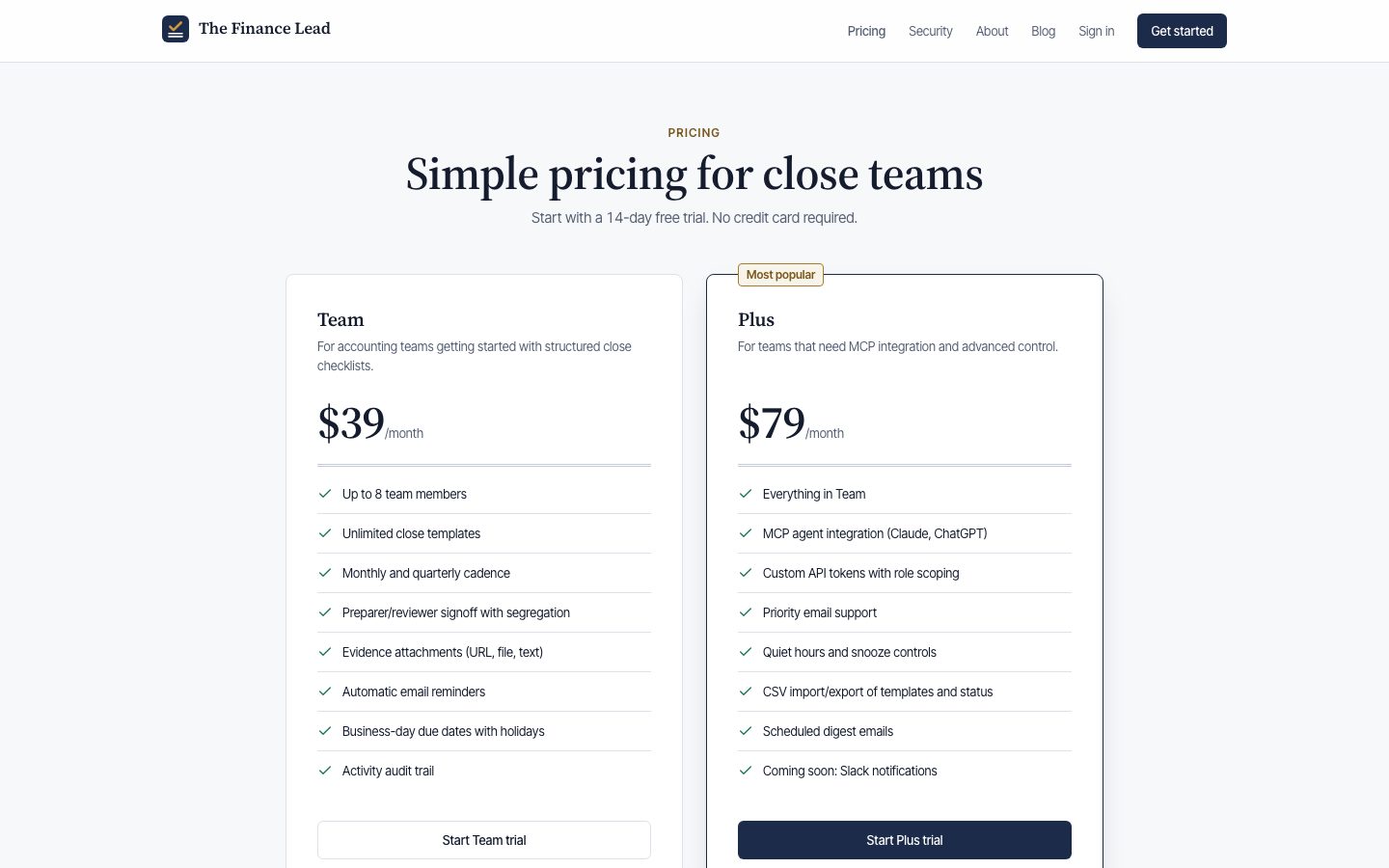 The Finance Lead Screenshot: Preise