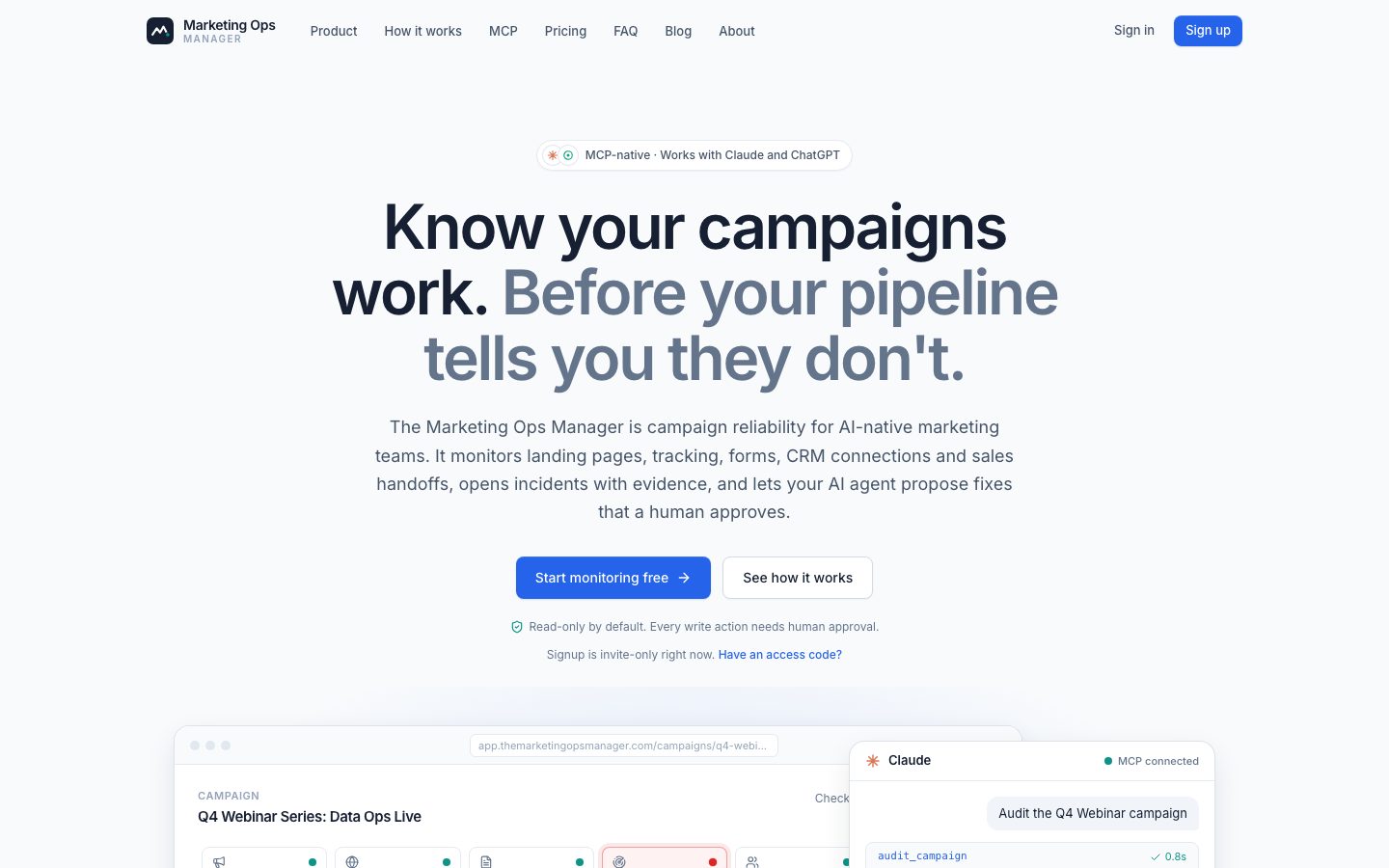 The Marketing Ops Manager Screenshot: Startseite