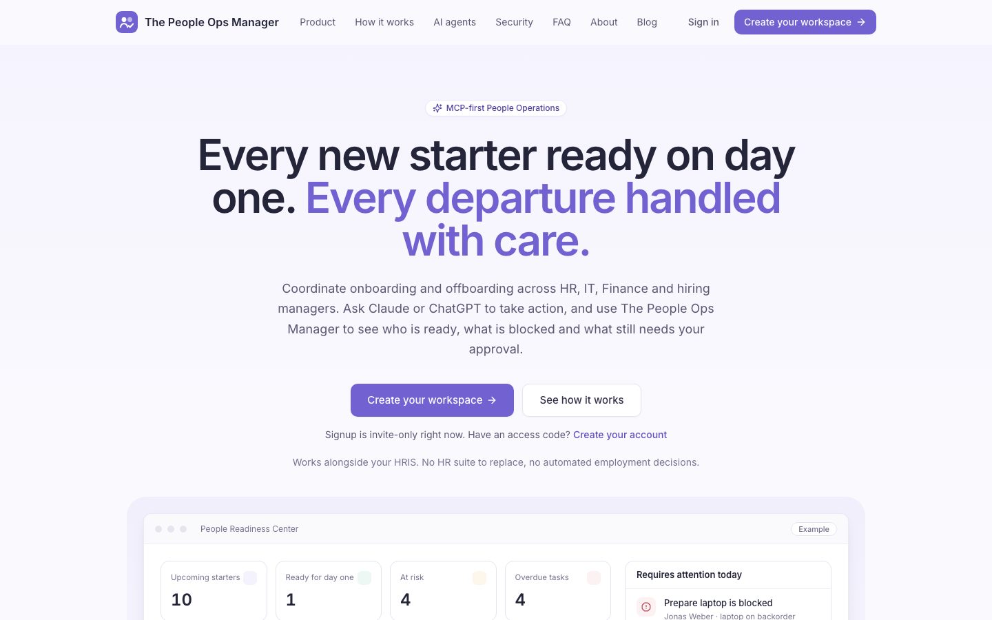 The People Ops Manager Screenshot: Startseite