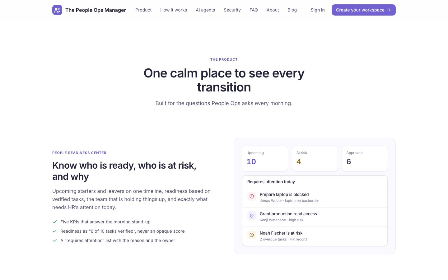 The People Ops Manager Screenshot: People Readiness Center