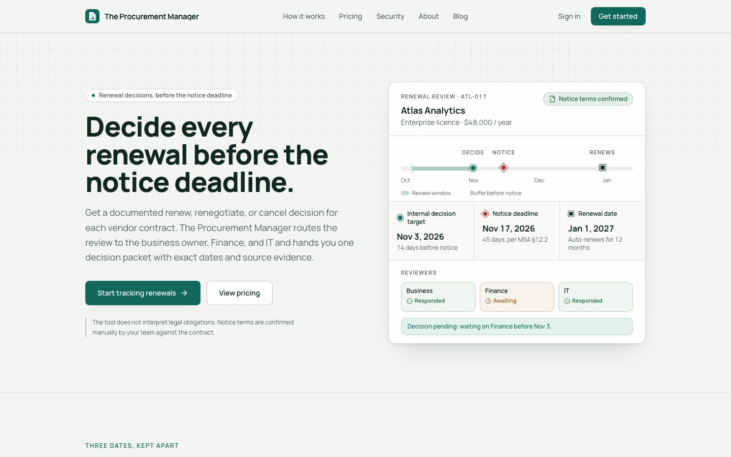 The Procurement Manager Screenshot: Startseite