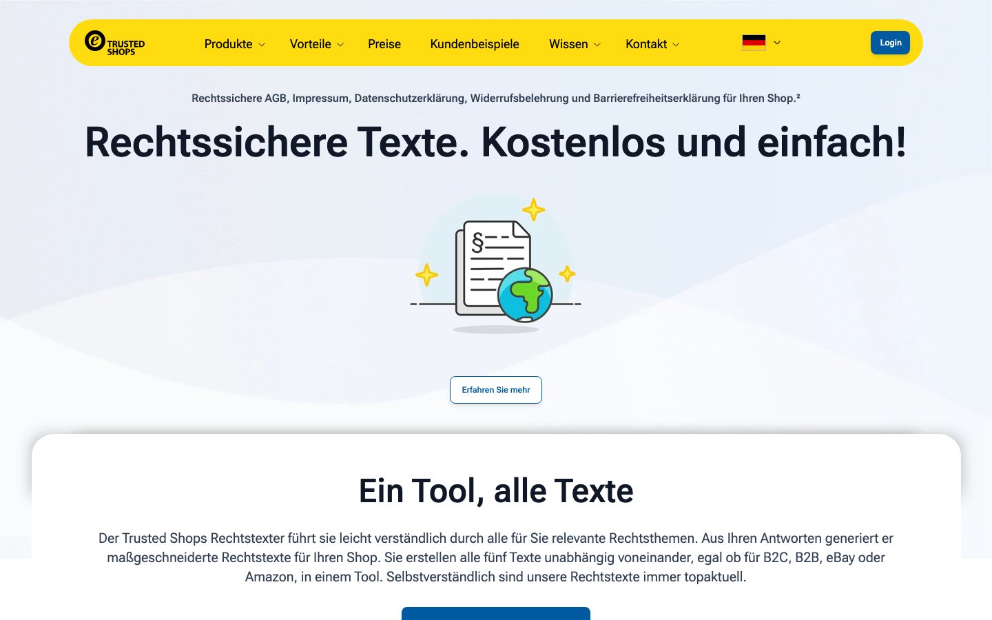 Trusted Shops Screenshot: Rechtstexter