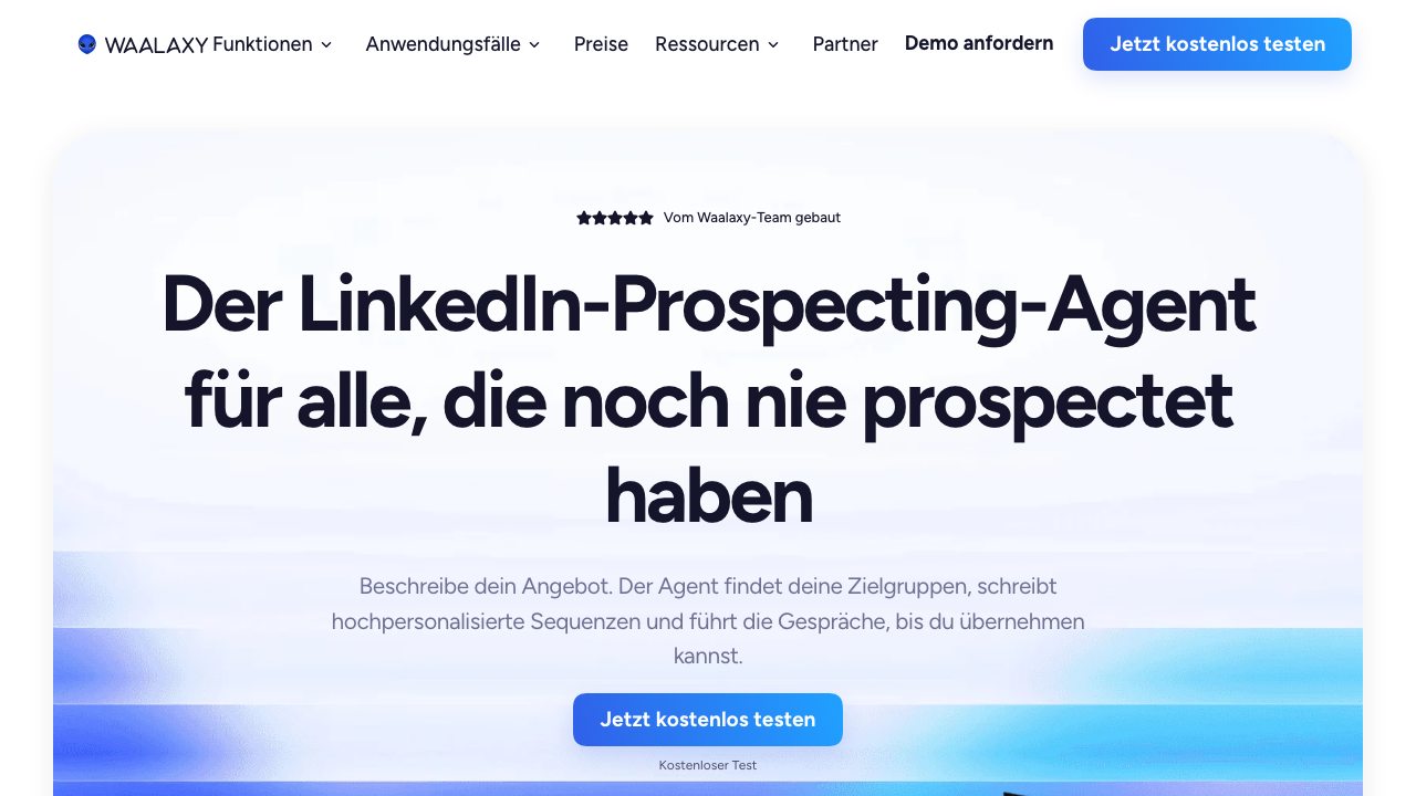 Waalaxy Screenshot: Produktseite von Waalaxy AI