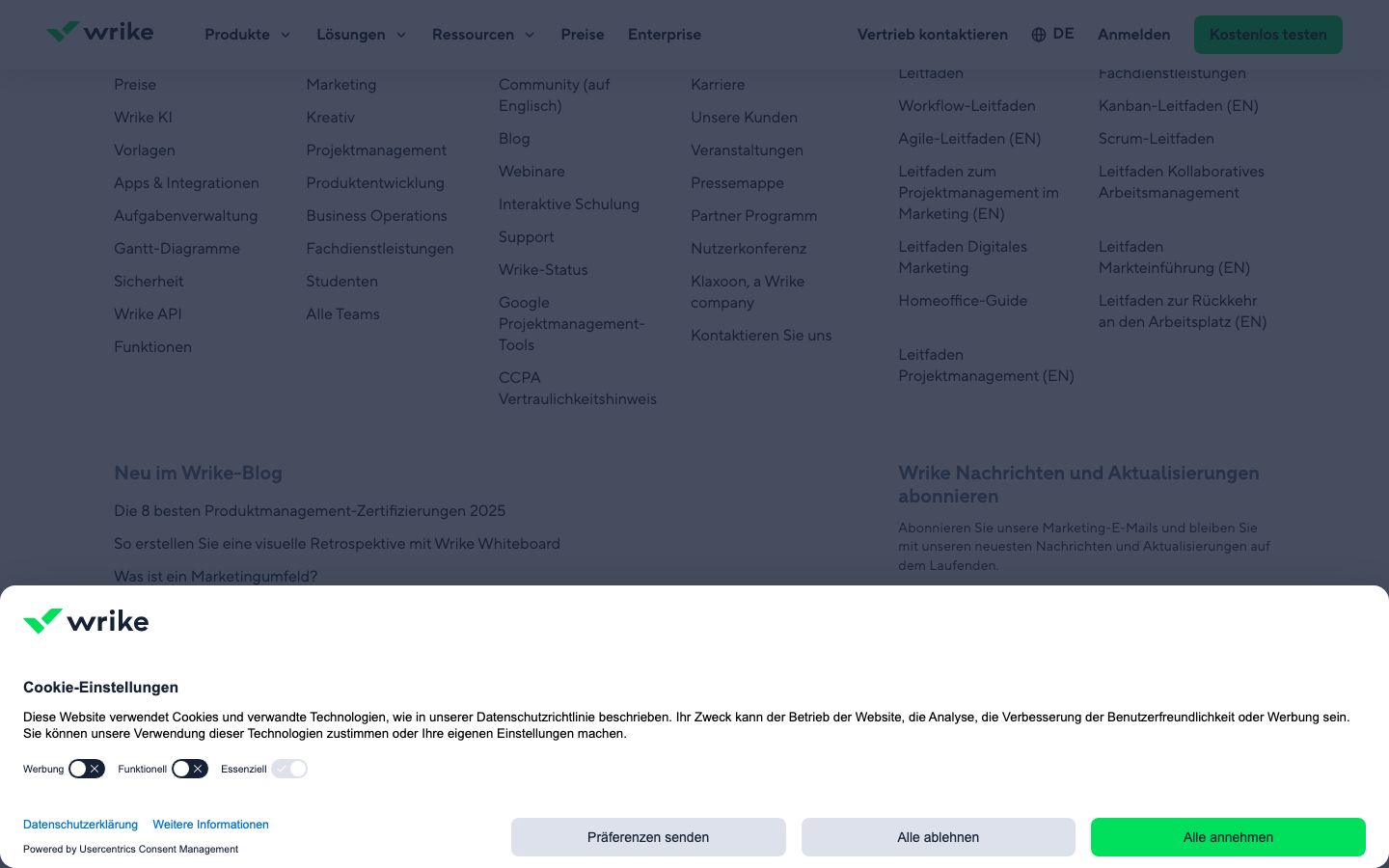 Wrike Screenshot: Homepage