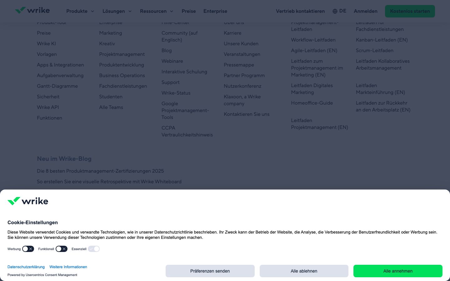 Wrike Screenshot: Preise