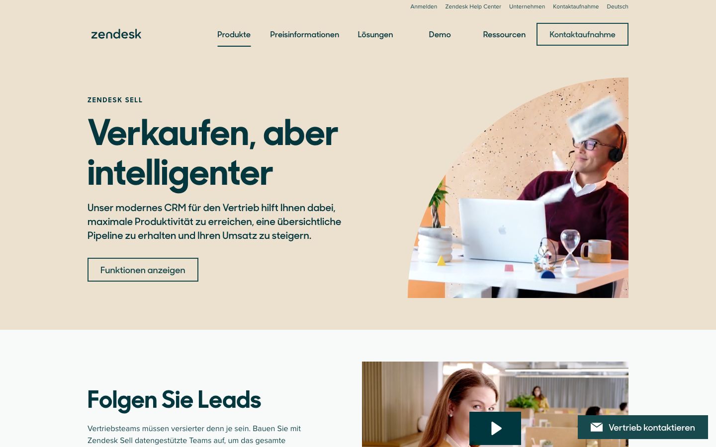 Zendesk Sell Screenshot: Homepage